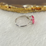 Pink Cubic Zirconia with Crystals in PT950 Plated Sliver Ring (Adjustable Size) 1.95g 9.7 by 7.8 by 5.2mm - Huangs Jadeite and Jewelry Pte Ltd