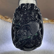 Type A Opaque to Partial Translucent Black Omphacite Jadeite Ox Pendant 20.24g 59.5 by 39.4 by 7.6mm - Huangs Jadeite and Jewelry Pte Ltd
