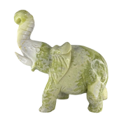 Natural Serpentine White and Green Patches Elephant Display 6,599.3g 280.0 by 96.0 by 275.0mm - Huangs Jadeite and Jewelry Pte Ltd