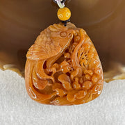 Grandmaster Type A Translucent Brownish Orange to Brownish Red with Light Blueish Green Jadeite Bird with Flower 花开富贵 Pendant 53.67g 49.27 by 46.37 by 12.66mm With NGI Cert 82838746 - Huangs Jadeite and Jewelry Pte Ltd