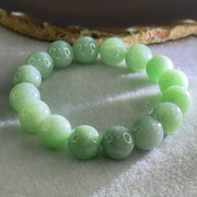 Type A Green Jadeite Beads Bracelet 60.11g 16cm 13.1mm 16 Beads - Huangs Jadeite and Jewelry Pte Ltd