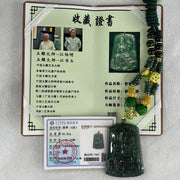 Grand Master Type A Icy Dark Blueish Green Samantabhadra Bodhisattva Guan Yin on Elephant and Flower Pendant 61.87g 57 by 41.6 by 5.6mm - Huangs Jadeite and Jewelry Pte Ltd