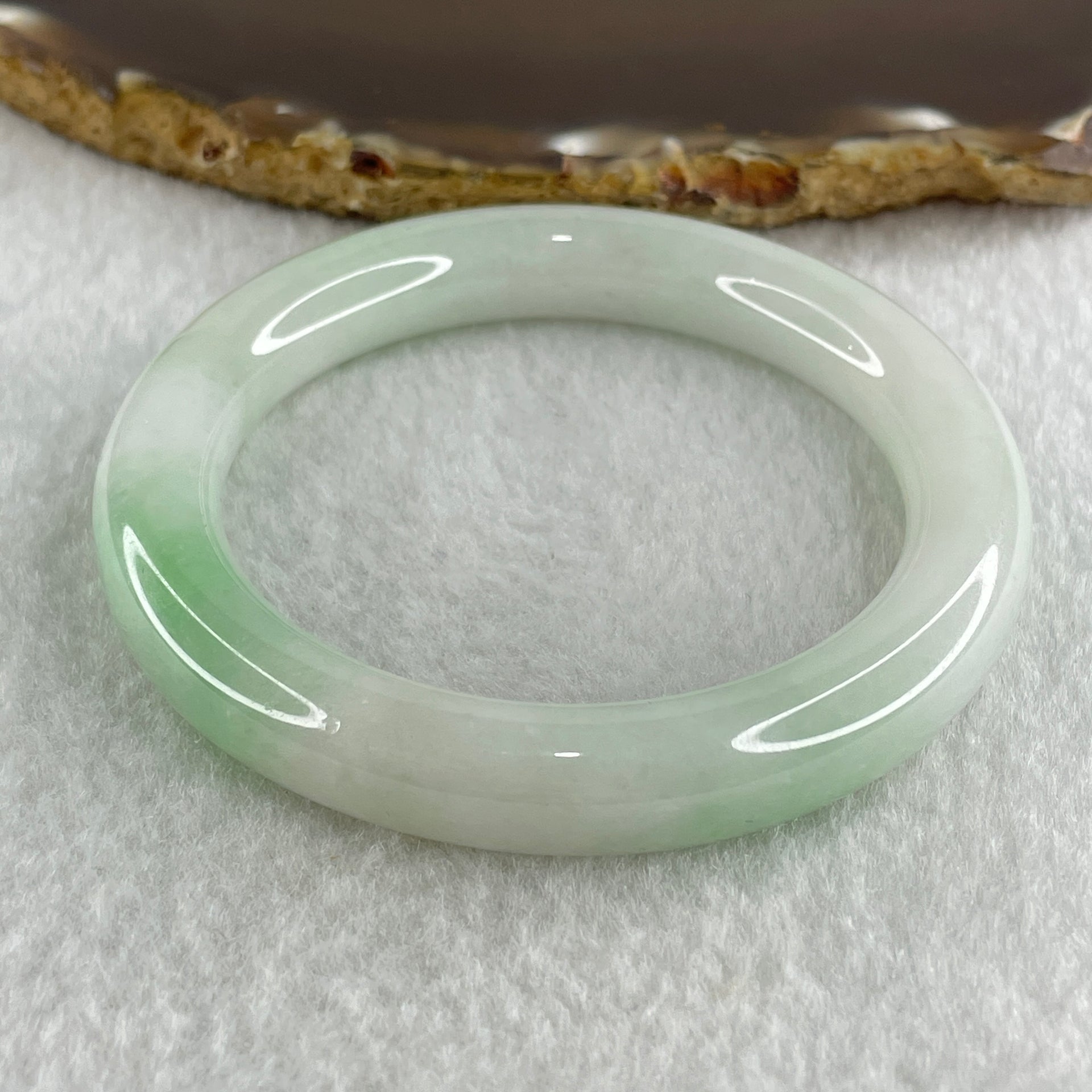 Type A Natural Light Green Faint Lavender Jadeite Bangle 47.62g Inner Diameter 51.9mm 10.0 by 9.5mm (Slight Internal Lines) - Huangs Jadeite and Jewelry Pte Ltd
