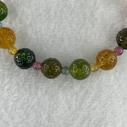 Good Grade Natural Tourmaline Crystal Beads Bracelet 15.43g 14cm 8.7mm 15Beads - Huangs Jadeite and Jewelry Pte Ltd