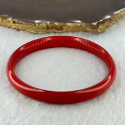 Natural Red Cinnabar Bangle with Inscription 28.10g Internal Diameter 63.4mm 9.4 by 6.0mm - Huangs Jadeite and Jewelry Pte Ltd