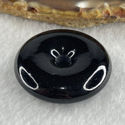 Type A Opaque Black Omphacite Jadeite Ping An Kou Donut Pendant 19.59g 33.1 by 8.7mm - Huangs Jadeite and Jewelry Pte Ltd