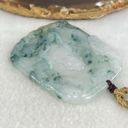 Type A Semi Icy Green with Lavender and Yellow and Blueish Green Piao Hua Jadeite Pendant 32.98g 59 by 46 by 5mm - Huangs Jadeite and Jewelry Pte Ltd