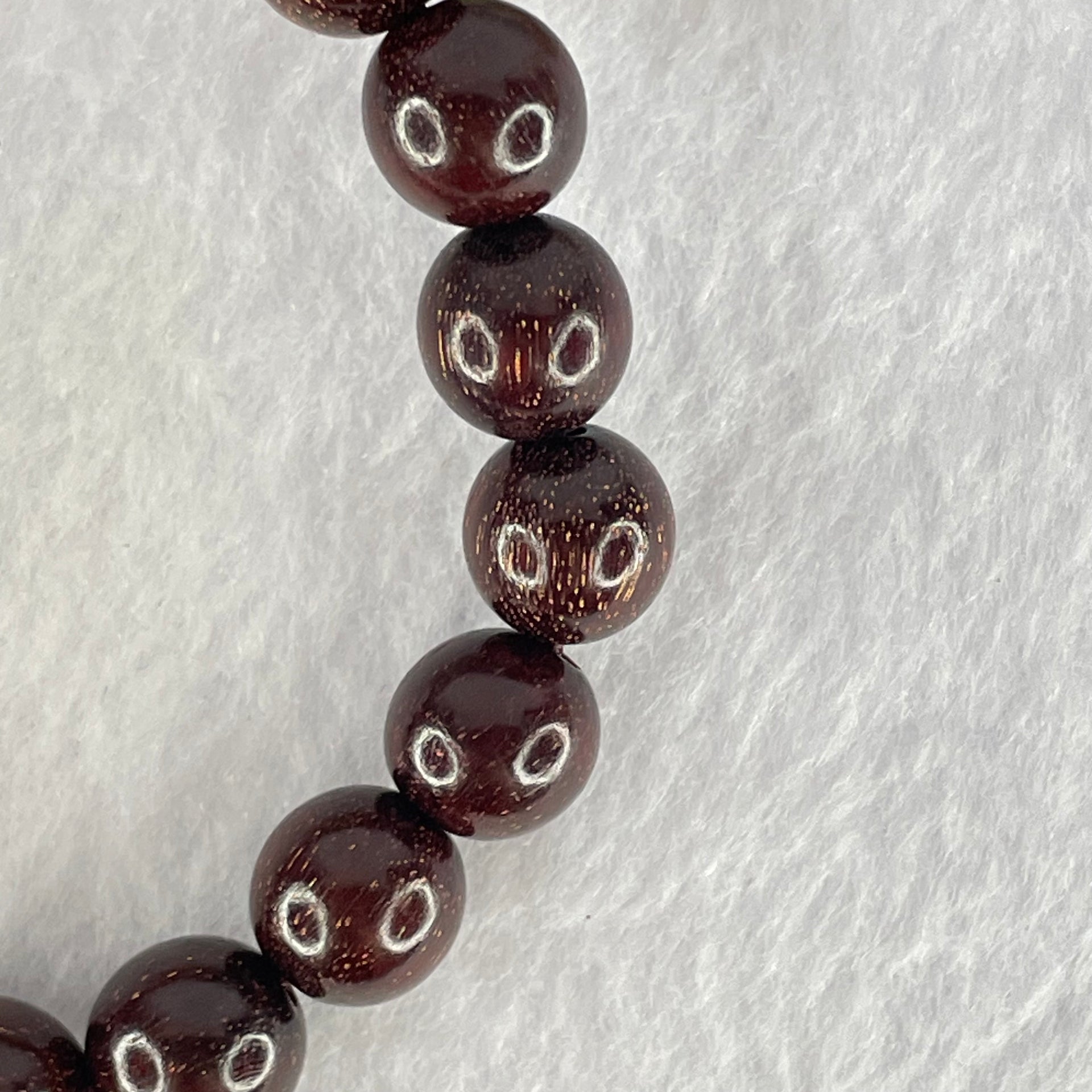 Natural Blood Rosewood Beads Bracelet 天然血檀手链 10.35g 17cm 10.5mm 19 Beads - Huangs Jadeite and Jewelry Pte Ltd