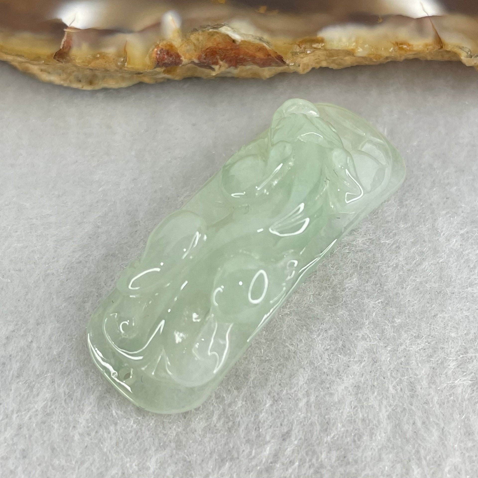 Type A Light Green Light Lavender Jadeite Pixiu Pendant or Shou Pai for Bracelet 6.15g 37.3 by 12.8 by 6.4mm - Huangs Jadeite and Jewelry Pte Ltd