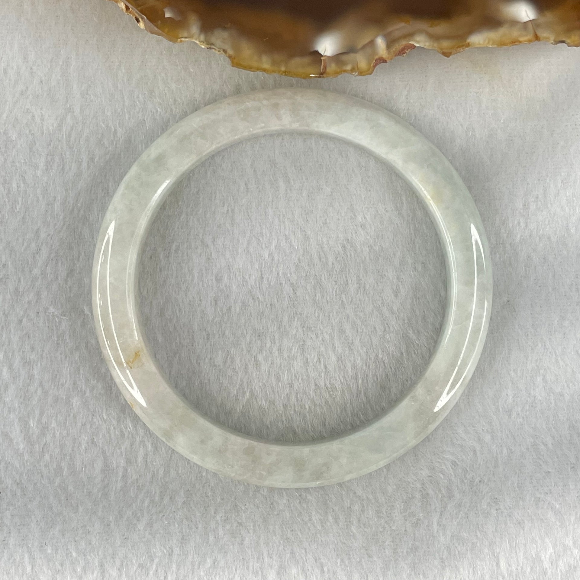 Type A Light Blueish Green Jadeite Bangle 33.37g  Internal Diameter 53.6mm 8.5 by 7.5mm (Very Slight External Rough and Very Slight Internal Line) - Huangs Jadeite and Jewelry Pte Ltd