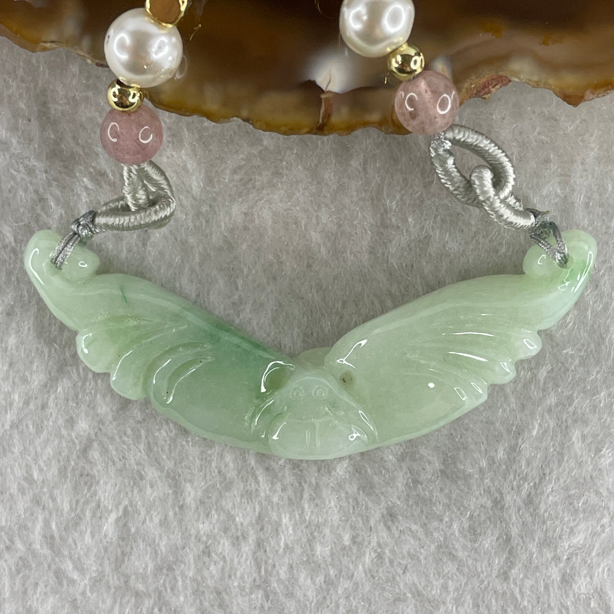 Natural Type A Green Jadeite Butterfly with Coins Pendant | Transformation, Longevity & Double Wealth Talisman (11.90g | 49.8 x 17.8 x 7.0mm) - Huangs Jadeite and Jewelry Pte Ltd