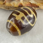 Natural Powerful Tibetan Old Oily Agate Double Nectar Vessel Dzi Bead Heavenly Master (Tian Zhu) 双花蜜容器眼天 6.08g 19.8 by 14.8mm - Huangs Jadeite and Jewelry Pte Ltd