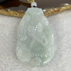 Grand Master Type A Semi Icy Faint Sky Blue with Faint Green Jadeite Guan Yin with Cobra Pendant 31.16g 72.1 by 38.6 by 5.6mm - Huangs Jadeite and Jewelry Pte Ltd