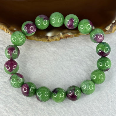 Natural Emerald And Ruby Zoisite Beads Bracelet 43.48g 17cm 11.3mm 18 Beads - Huangs Jadeite and Jewelry Pte Ltd