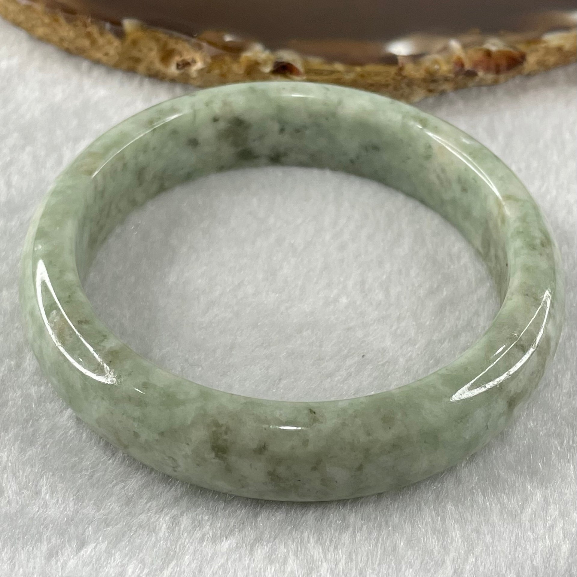 Type A Green with White Patches Jadeite Bangle 54.20g Internal Diameter 56.6mm 13.6 by 7.8mm (Very Fine Internal Lines) - Huangs Jadeite and Jewelry Pte Ltd