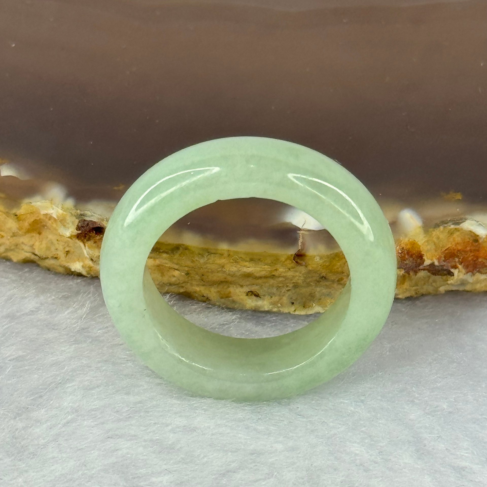 Type A Green Jadeite Ring 4.59g 6.4 by 4.4mm US7.25 HK16 (Internal Line) - Huangs Jadeite and Jewelry Pte Ltd