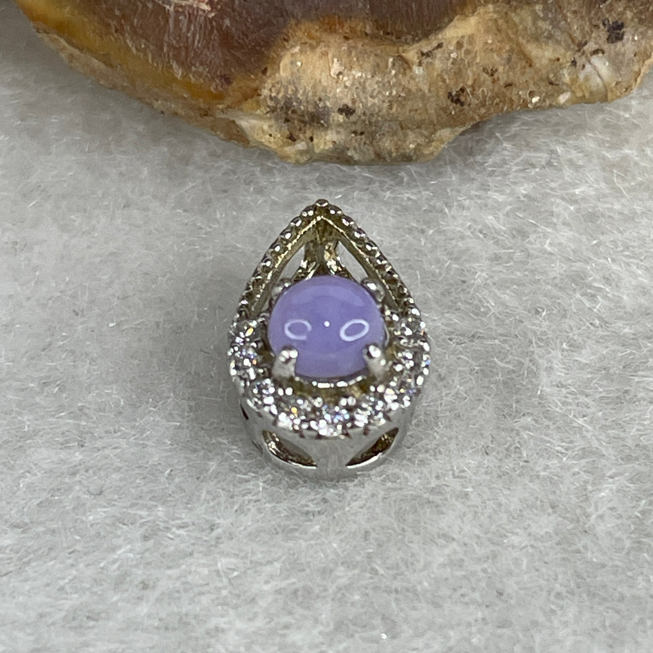Type A Intense Bright Lavender Jadeite Minimalist Cabochon Pendant | High-Saturation Violet Dome | Solid S925 Sterling Silver Pendant | Dainty "Neon-Violet" Statement Token Charm (0.66g 3.9x3.0mm)