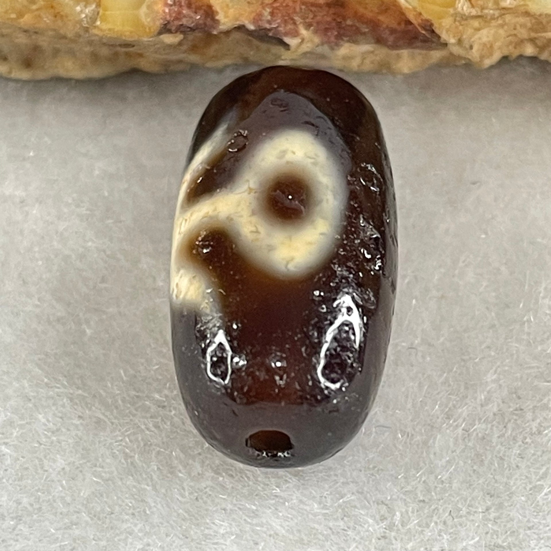 Natural Powerful Tibetan Old Oily Red White Agate Patina Guiren Tairen Human Benefactor Dzi Bead Heavenly Master (Tian Zhu) 贵人天珠 2.96g 19.4 by 10.2mm - Huangs Jadeite and Jewelry Pte Ltd