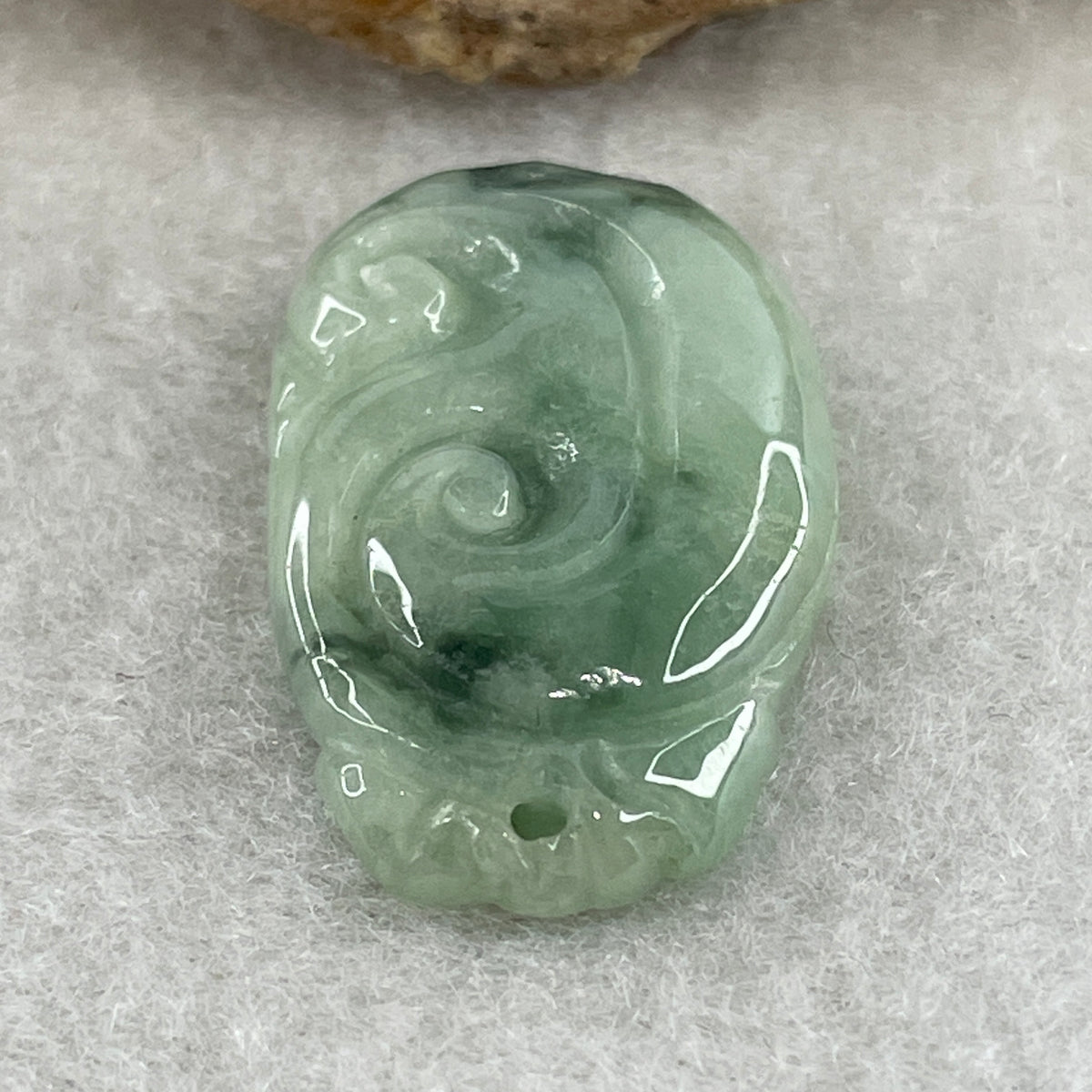 Natural Type A Green with Dark Green Jadeite Ruyi Pendant | Scepter of Wish Fulfillment & Leadership Talisman (5.22g | 29.1 x 17.3 x 5.6mm) - Huangs Jadeite and Jewelry Pte Ltd