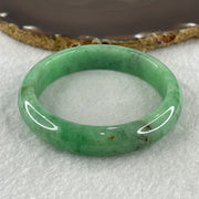 Certified Natural Type A Bright Green with Emerald Green and Brownish Fluorite Piao Hua Jadeite Bangle 55.93g Internal Diameter 57.3mm 13.4 by 8.1mm ( Very Very Slight Internal Line) ( Very Very External Rough) - Huangs Jadeite and Jewelry Pte Ltd