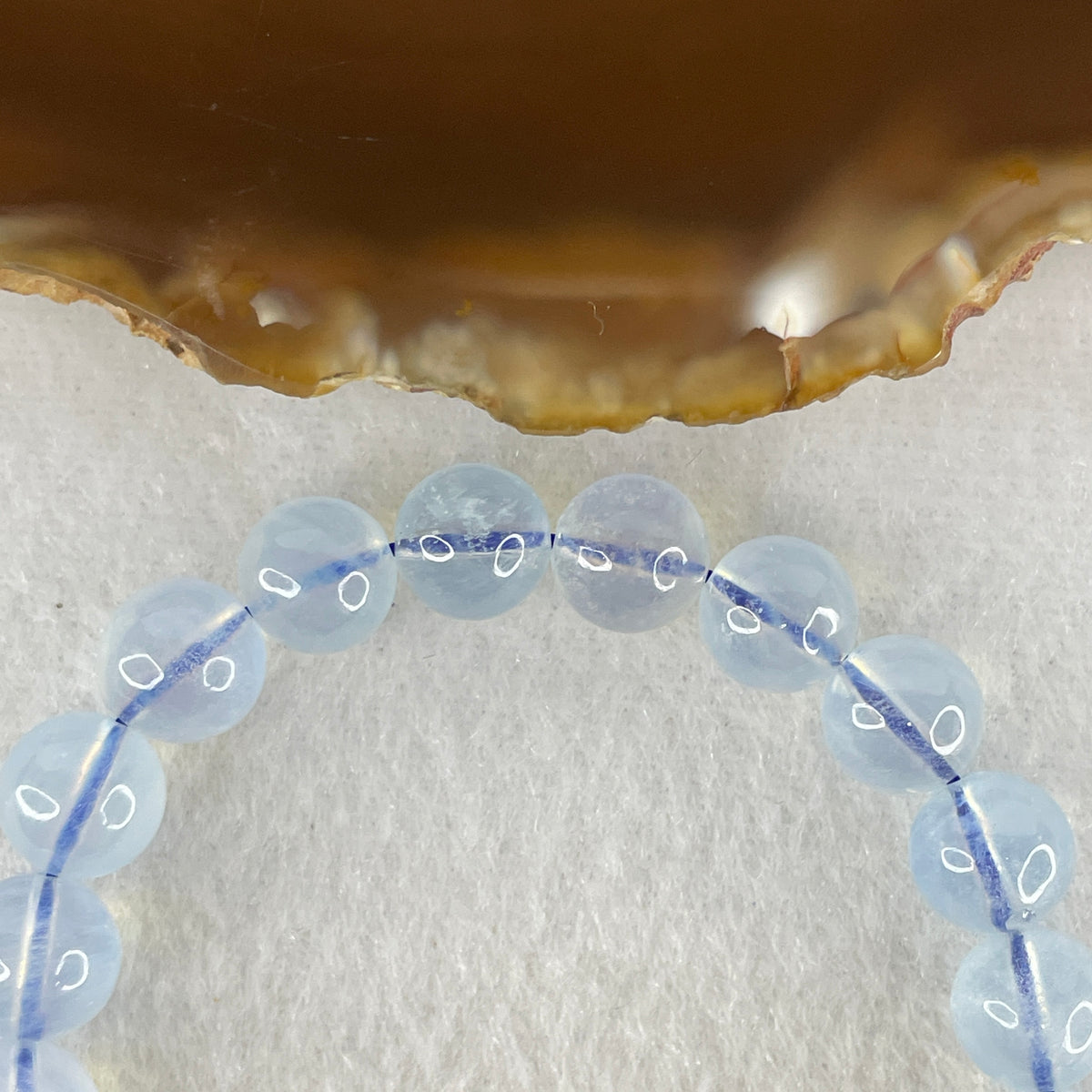 Certified Average Grade Natural Aquamarine Beads Bracelet | 15.5cm 22 Beads 8.6mm (19.04g | Serene Calm, Fluid Communication & Water Element Energy Shield)