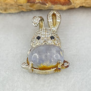 Rare Natural Blue Dumortierite Rutilated Quartz in S925 Sliver Rabbit Pendant 2.35g 9.5 by 6.2 by 4.0mm - Huangs Jadeite and Jewelry Pte Ltd