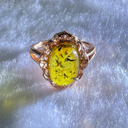 Natural Yellow Amber in S925 Rose Gold Color Ring 2.45g 13.0 by 8.7 by 6.0mm - Huangs Jadeite and Jewelry Pte Ltd
