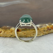 Type A Icy Blueish Green Jadeite Hulu with Crystals in S925 Sliver Ring (Adjustable Size) 3.42g 15.2 by 11.0 by 4.5mm - Huangs Jadeite and Jewelry Pte Ltd
