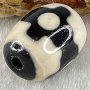 Natural Powerful Tibetan Old Oily Dark Brown With White Agate 3 Eyes Dzi Bead Heavenly Master (Tian Zhu) 三眼天诛 4.38g 17.0 by 13.0mm - Huangs Jadeite and Jewelry Pte Ltd