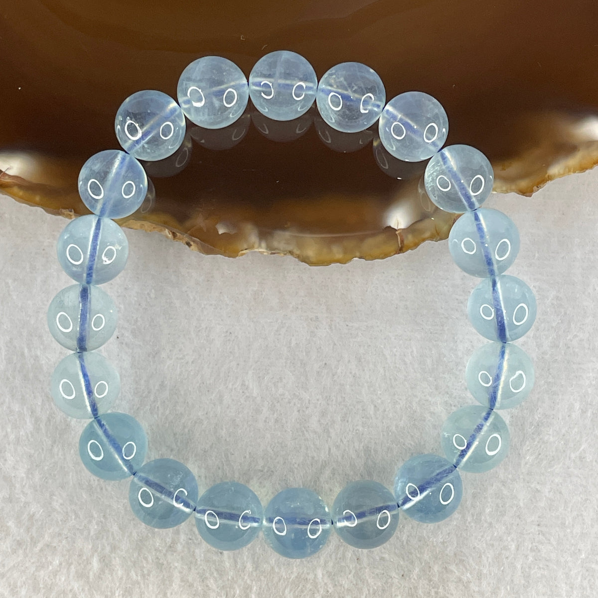 Certified Above Average Natural Aquamarine Beads Bracelet | 16.5cm with 20 Beads 10.2mm (29.07g | Ocean Blue Translucency | Throat & Third Eye Chakra Harmony, Tranquil Communication & Serene Wealth Shield)
