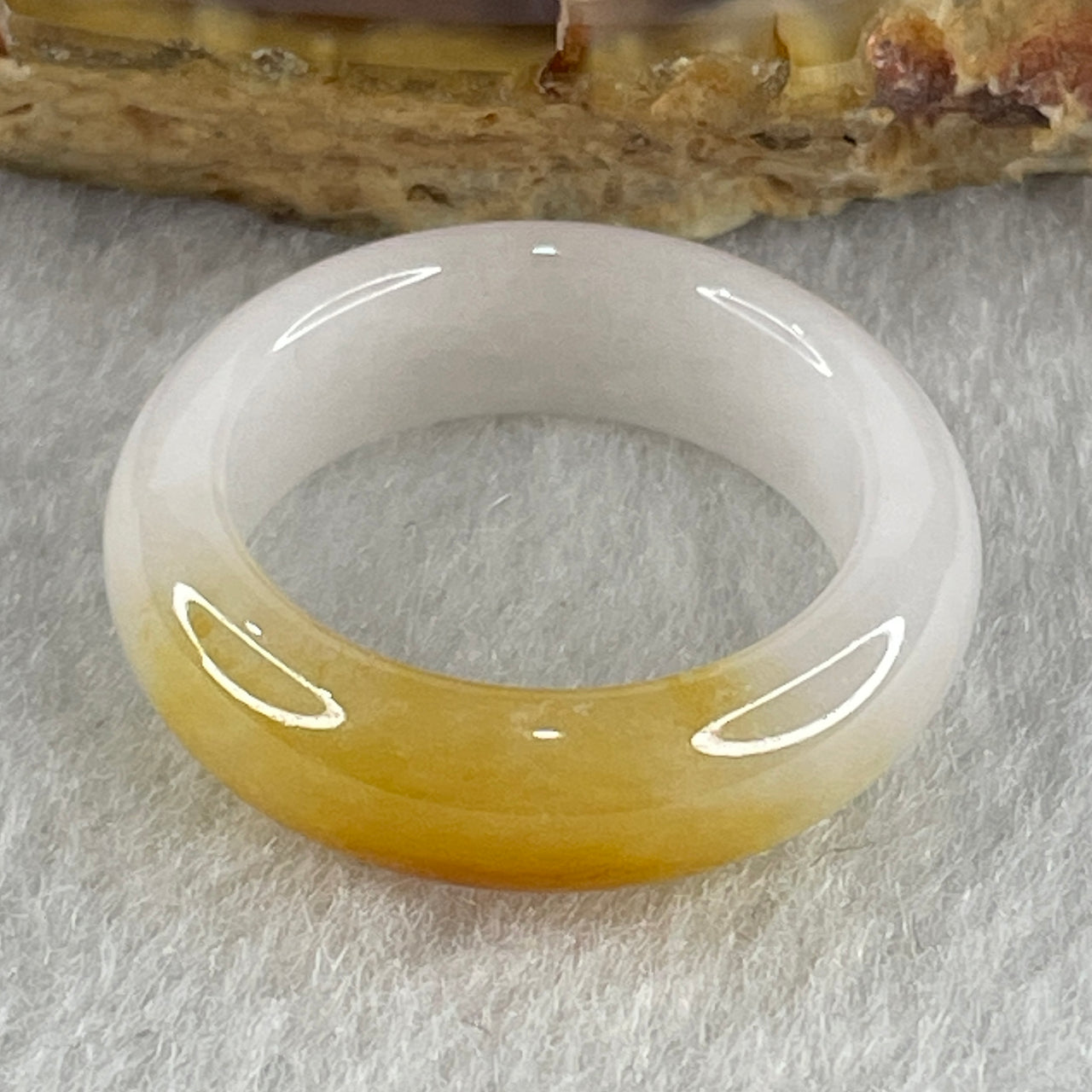 Certified Type A White with Yellowish Jadeite Rings 3.386g 6.3 by 3.4mm US 6.2 HK13.5 (Very Very Slight Internal Line)