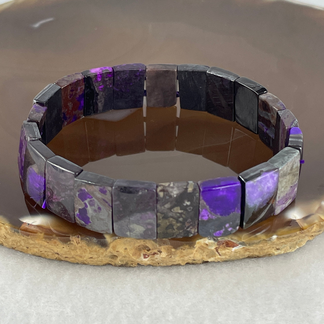 Certified Very Good Grade Natural Sugilite Shou Pai Bracelet | 13.6mm Royal Purple (26.185g | 17cm Wrist Sizing | 21 Pcs)