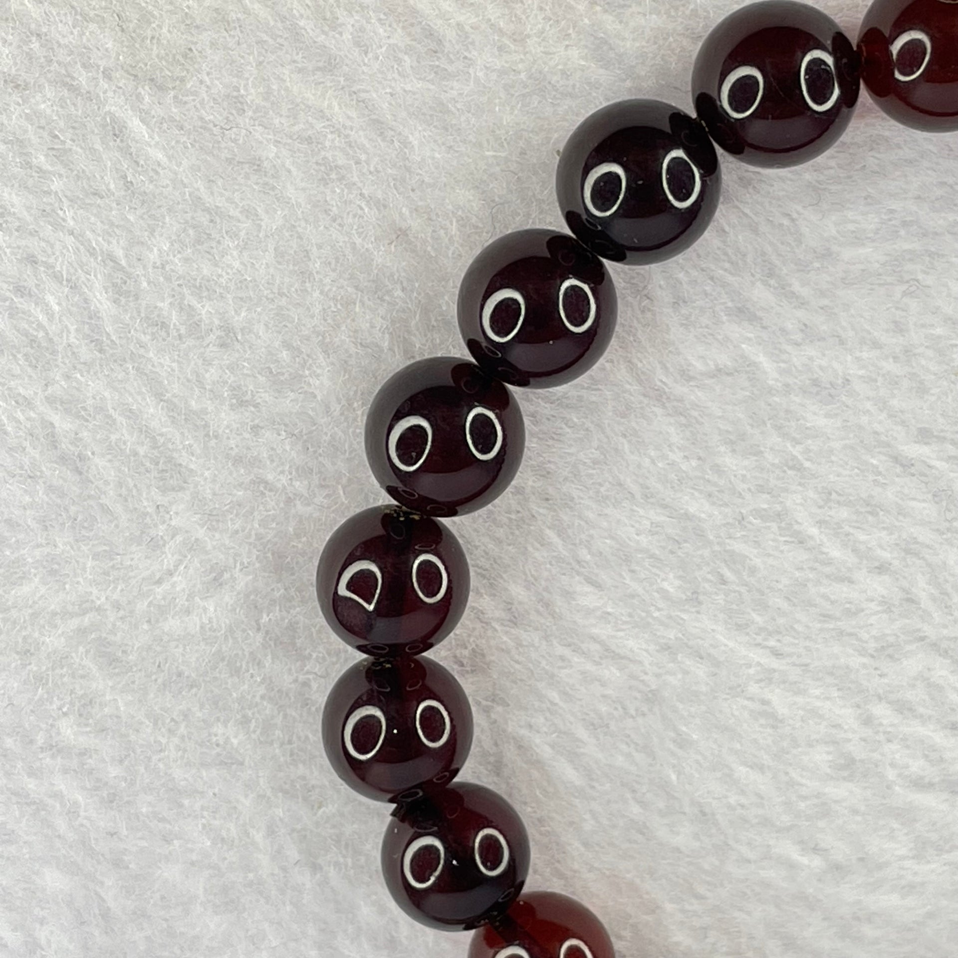 Natural Dark Red Blood Amber Beads Bracelet 天然血珀手链 8.12g 17cm 8.7mm 23 Beads - Huangs Jadeite and Jewelry Pte Ltd