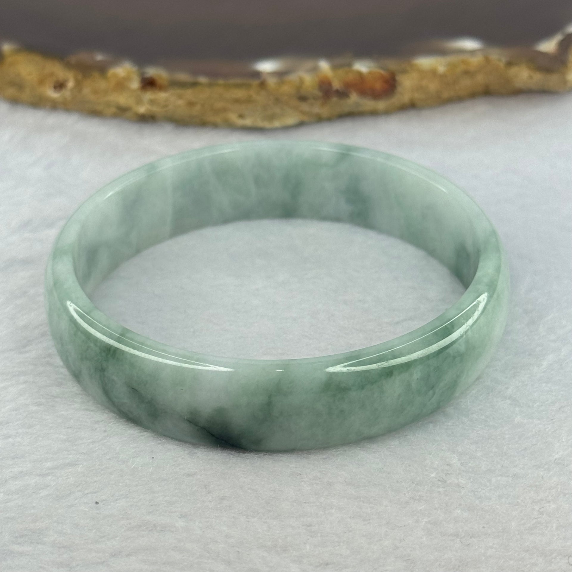 Type A Deep Green and Lavender Piao Hua Jadeite Bangle 27.61g Internal Diameter 52.4mm 12.6 by 5.5mm (Internal Line) - Huangs Jadeite and Jewelry Pte Ltd