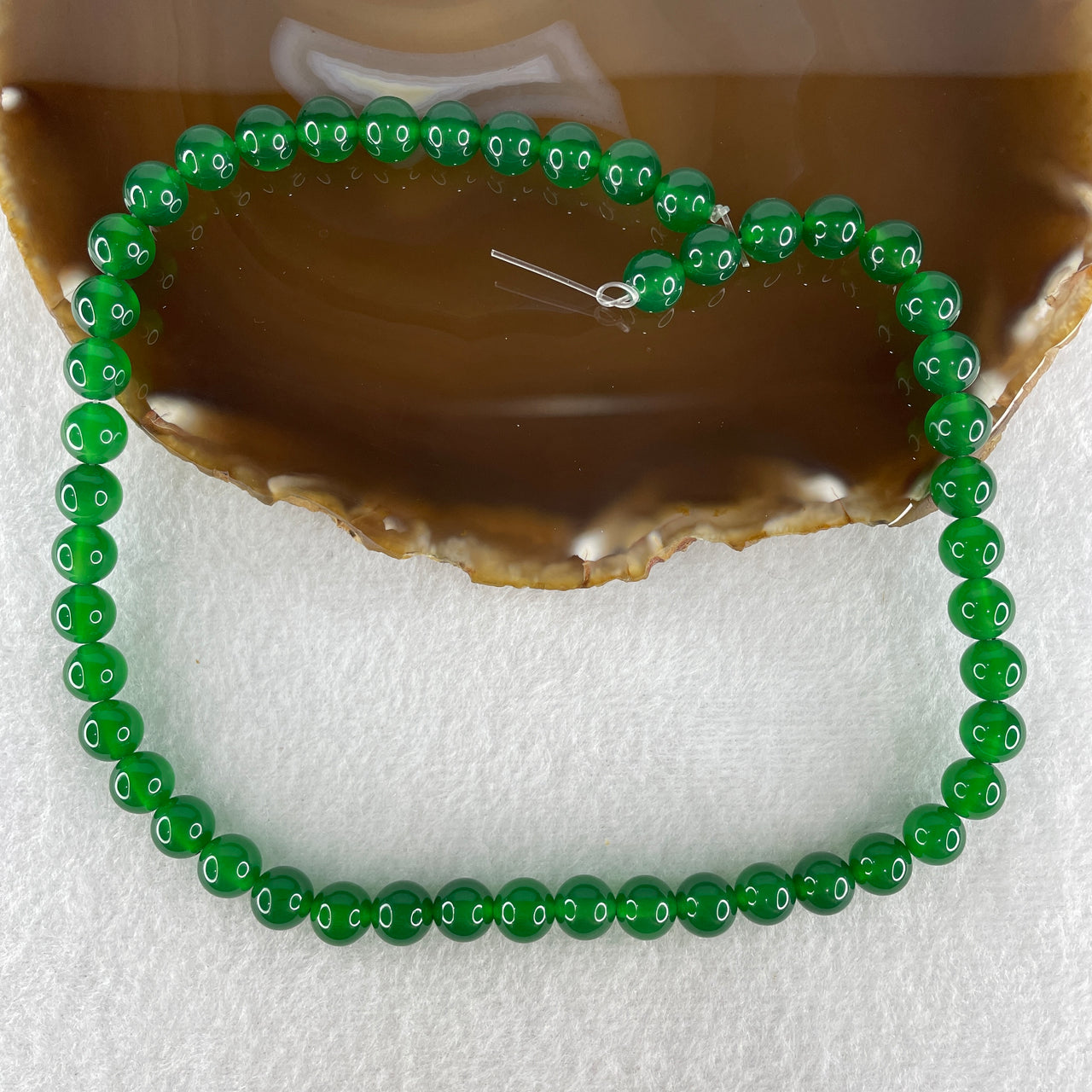 Certified Natural Green Agate Chalcedony Beads Loose Beads for Bracelet 35.24g 38cm 8.3mm 48 Beads