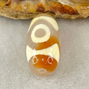Natural Powerful Tibetan Old Oily Agate 3 Eyes Dzi Bead Heavenly Master (Tian Zhu) 三眼天诛 3.15g 20.0 by 10.4mm - Huangs Jadeite and Jewelry Pte Ltd