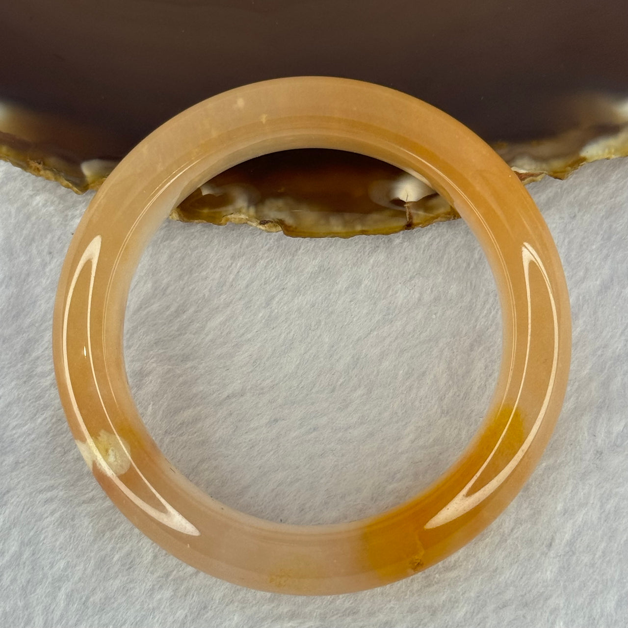 Transparent Peach Yellow Quartzite Jade Bangle 天山水沫玉手镯 43.05g Internal Diameter 48.3mm 13.3 by 9.3mm - Huangs Jadeite and Jewelry Pte Ltd