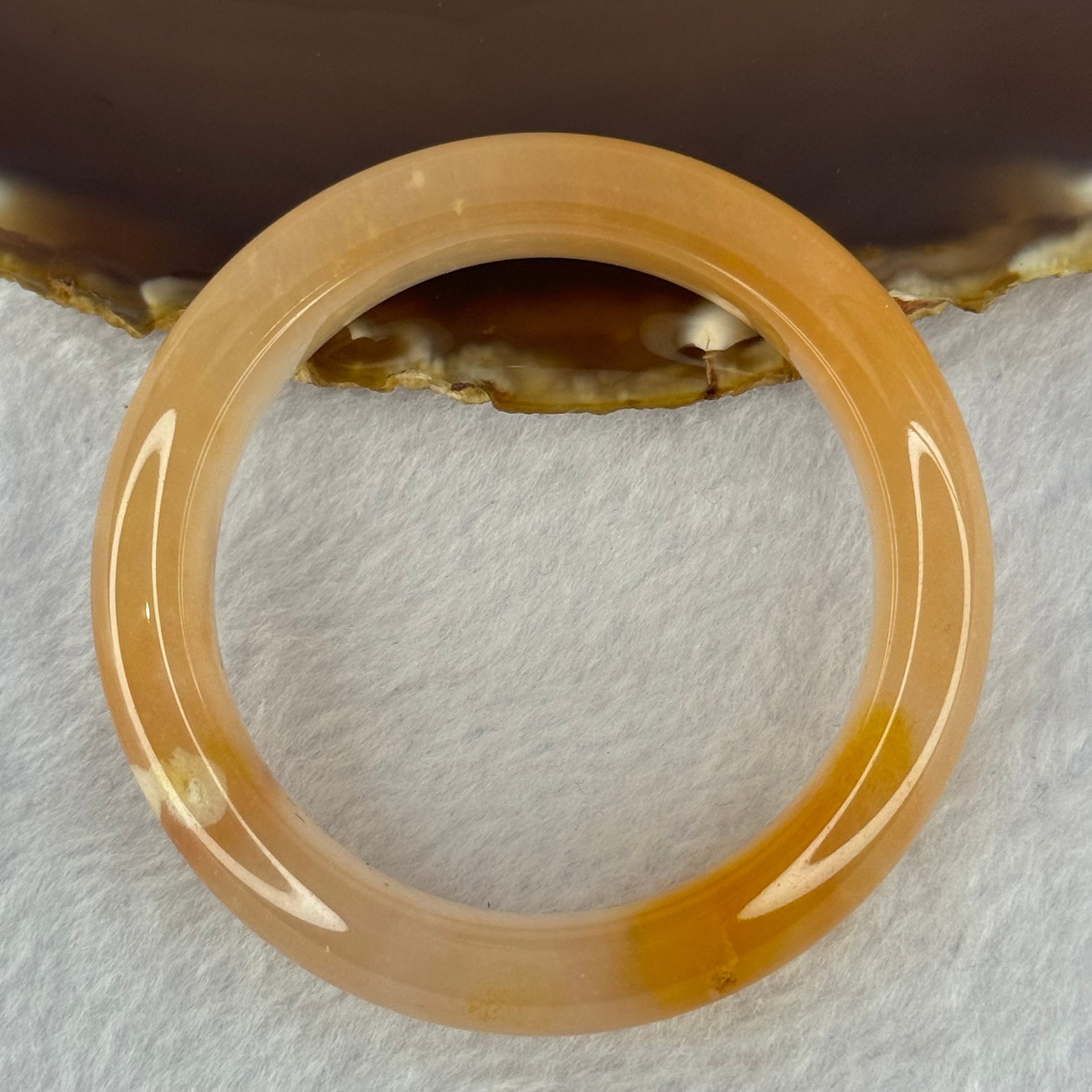 Transparent Peach Yellow Quartzite Jade Bangle 天山水沫玉手镯 43.05g Internal Diameter 48.3mm 13.3 by 9.3mm - Huangs Jadeite and Jewelry Pte Ltd