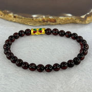 Natural Dark Red Blood Amber Beads Bracelet 天然血珀手链 5.68g 16cm 6.3mm 28 Beads - Huangs Jadeite and Jewelry Pte Ltd