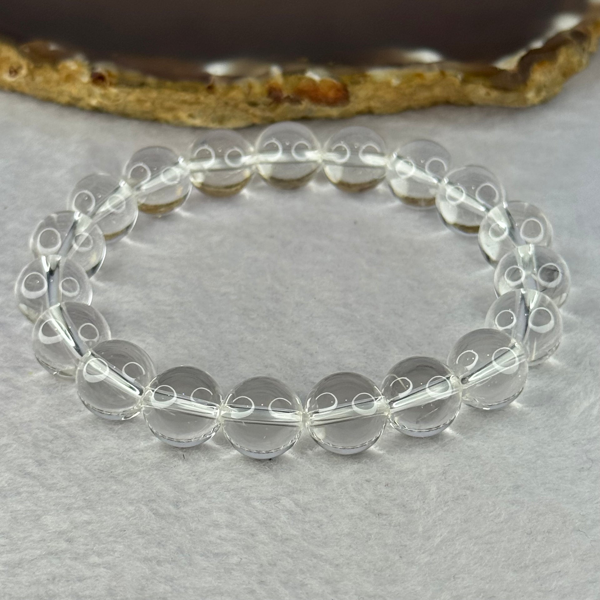 Natural Clear Quartz Bracelet 天然白水晶手链 30.35g 17cm 10.6mm 19 Beads - Huangs Jadeite and Jewelry Pte Ltd