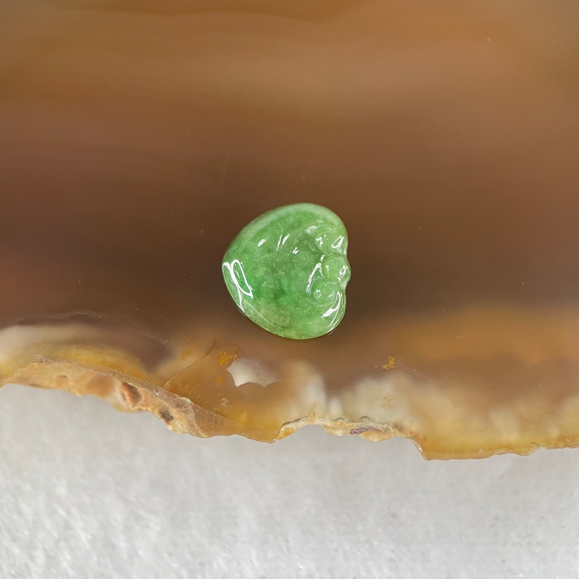 Type A Old Mine Full Green Jadeite Ruyi Charm Stone For Setting 0.39g 9.8 by 8.8 by 2.0mm - Huangs Jadeite and Jewelry Pte Ltd