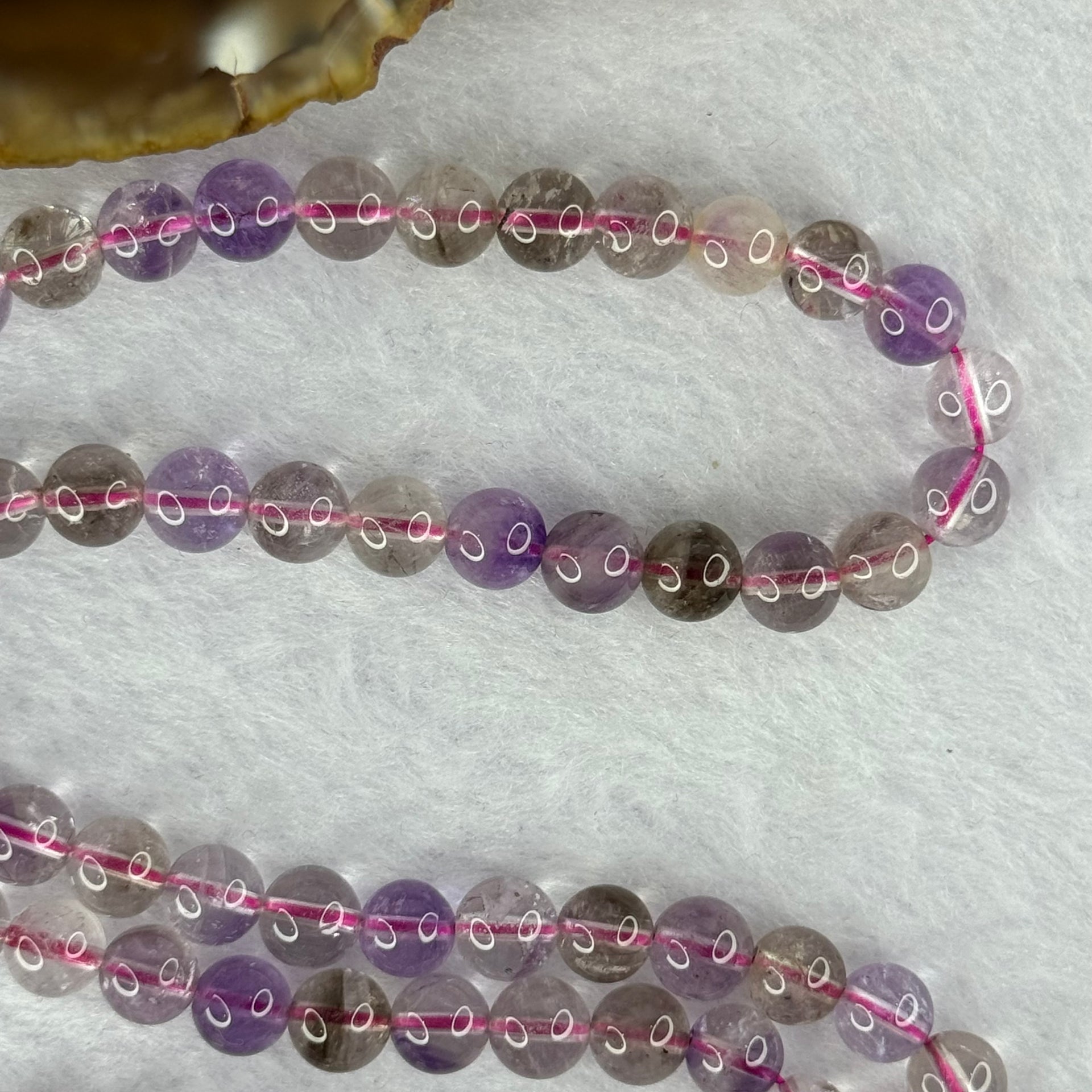 Average Grade Natural Super 7 Crystal Beads Necklace 天然超级七水晶珠项链 34.21g 54cm 6.9mm 85 Beads - Huangs Jadeite and Jewelry Pte Ltd