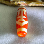 Natural Powerful Tibetan Old Oily Red White Agate One Eye Gold Metal Element Dzi Bead Heavenly Master (Tian Zhu) 一眼金天珠 8.81g 37.5 by 12.4mm - Huangs Jadeite and Jewelry Pte Ltd