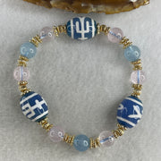 Natural Powerful Tibetan Old Oily Agate Patina Guiren Tairen Human Dzi Bead with Agate Beads Bracelet 22.98g 17cm 15.6 by 12.4mm 3 Dzi Beads - Huangs Jadeite and Jewelry Pte Ltd