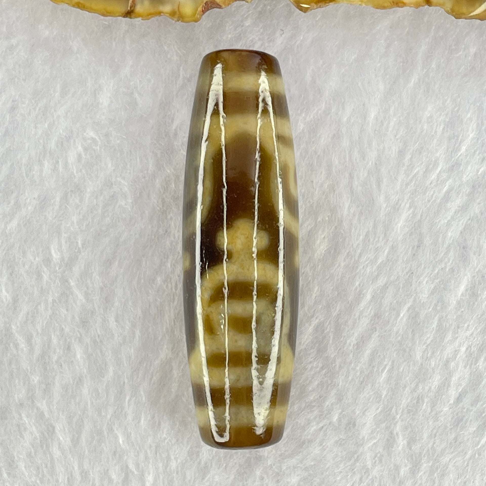 Natural Powerful Tibetan Old Oily Agate 4 Nectar Vessel Dzi Bead Heavenly Master (Tian Zhu) 花蜜容器眼天珠 16.35g 48.9 by 14.6mm - Huangs Jadeite and Jewelry Pte Ltd