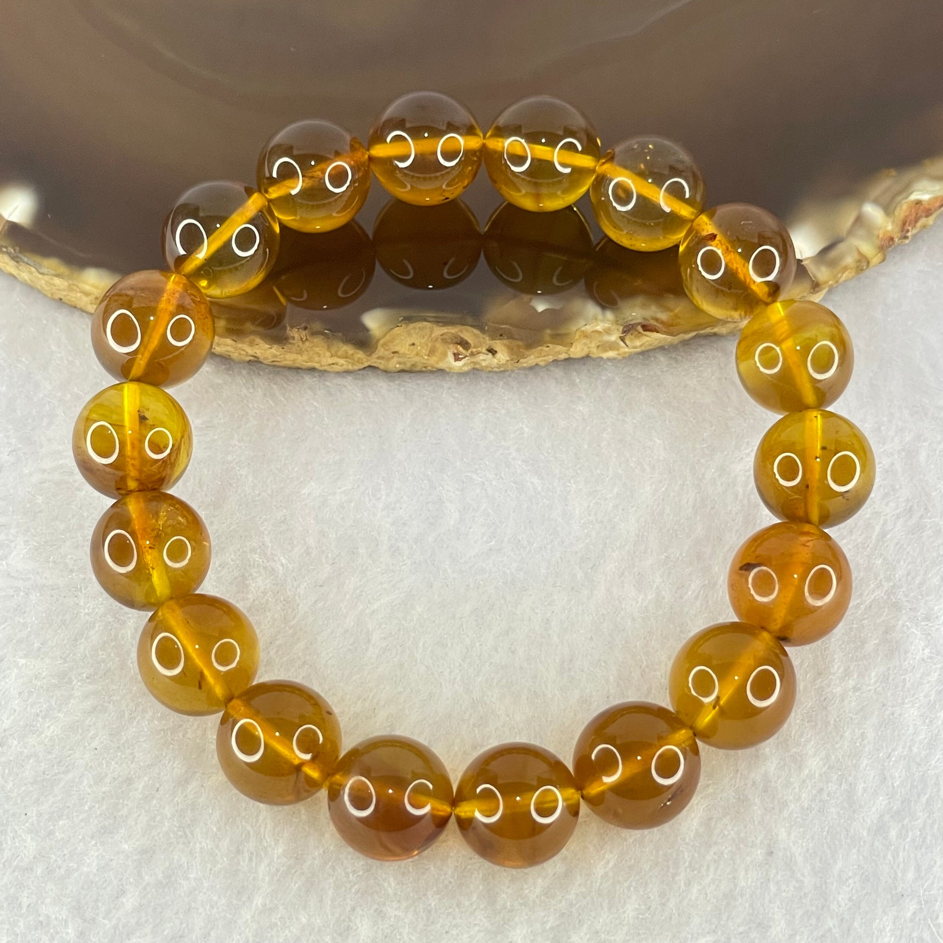 Natural Yellow Purple Amber Beads Bracelet 天然巨峰紫葡萄琥珀手链 13.74g 17cm 11.7mm 18 Beads - Huangs Jadeite and Jewelry Pte Ltd
