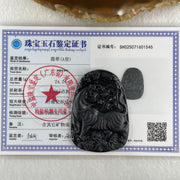 Type A Opaque to Partial Translucent Black Omphacite Jadeite Tiger Pendant 24.24g 56.8 by 40.5 by 7.5mm - Huangs Jadeite and Jewelry Pte Ltd