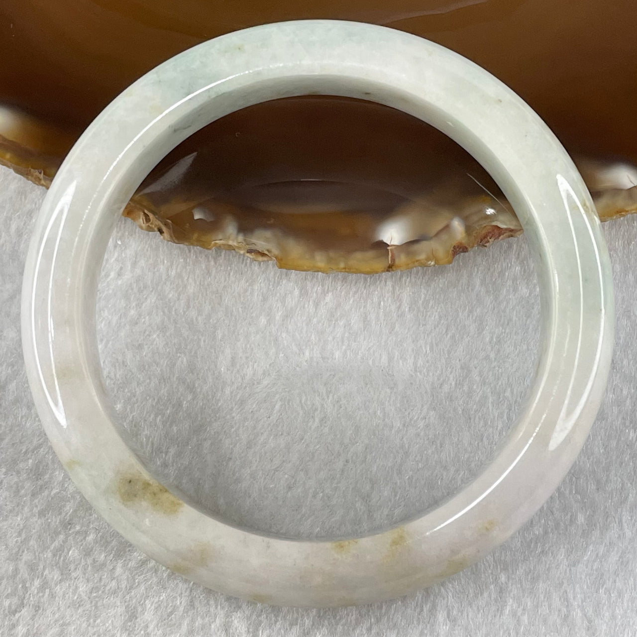 Type A Faint Lavender and Faint Blueish Green with Brown Patches Jadeite Bangle 62.77g Internal Diameter 59.2mm 12.6 by 8.7mm (Close to Perfect) - Huangs Jadeite and Jewelry Pte Ltd