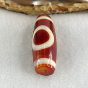 Natural Powerful Tibetan Old Oily Red White Agate One Eye Gold Metal Element Dzi Bead Heavenly Master (Tian Zhu) 一眼金天珠 11.08g 37.3 by 13.5mm - Huangs Jadeite and Jewelry Pte Ltd