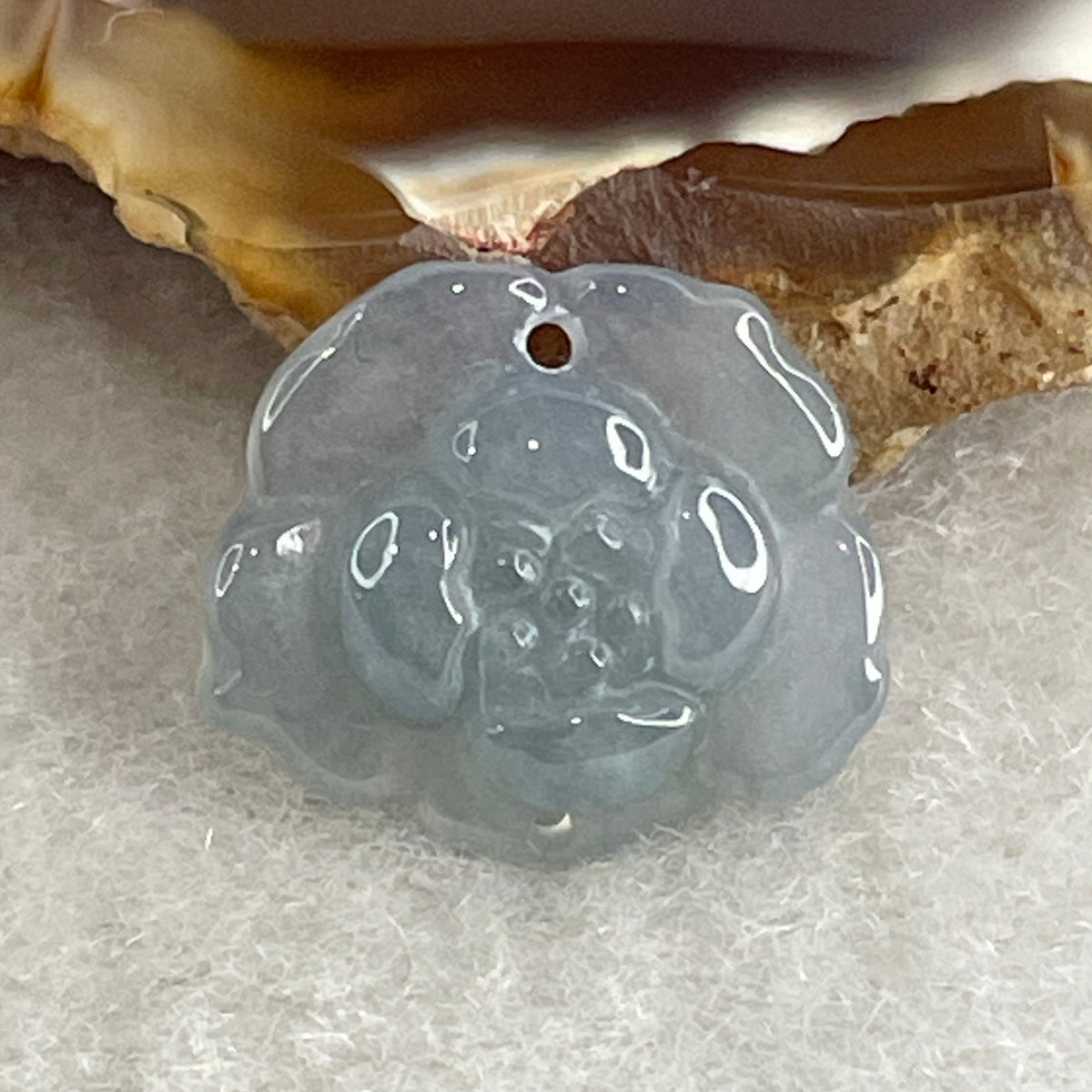 Natural Type A Greyish Lavender Jadeite Lotus Flower Pendant | Bloom Purity, Calm & Elegance Talisman (1.28g | 15.7 x 13.9 x 3.9mm) - Huangs Jadeite and Jewelry Pte Ltd